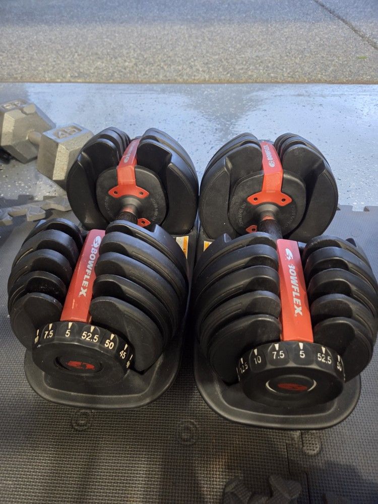 Bowflex Adjustable Dumbbells Weightlift Workout Excercise Bench Curl 5 To 52.5 Pounds Dumbbells Set