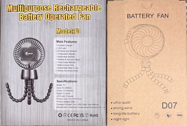 Multipurpose Rechargeable Battery Operated Fan F3