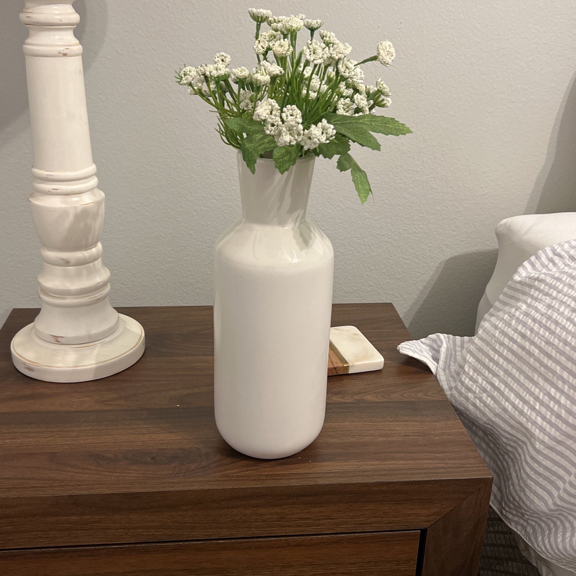 White Vase With Flowers