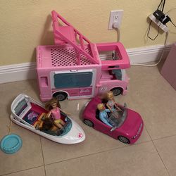 Barbie Camper, Boat, and Car Bundle