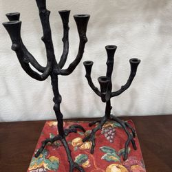 Solid Iron Tree Branch Candle Holder Set