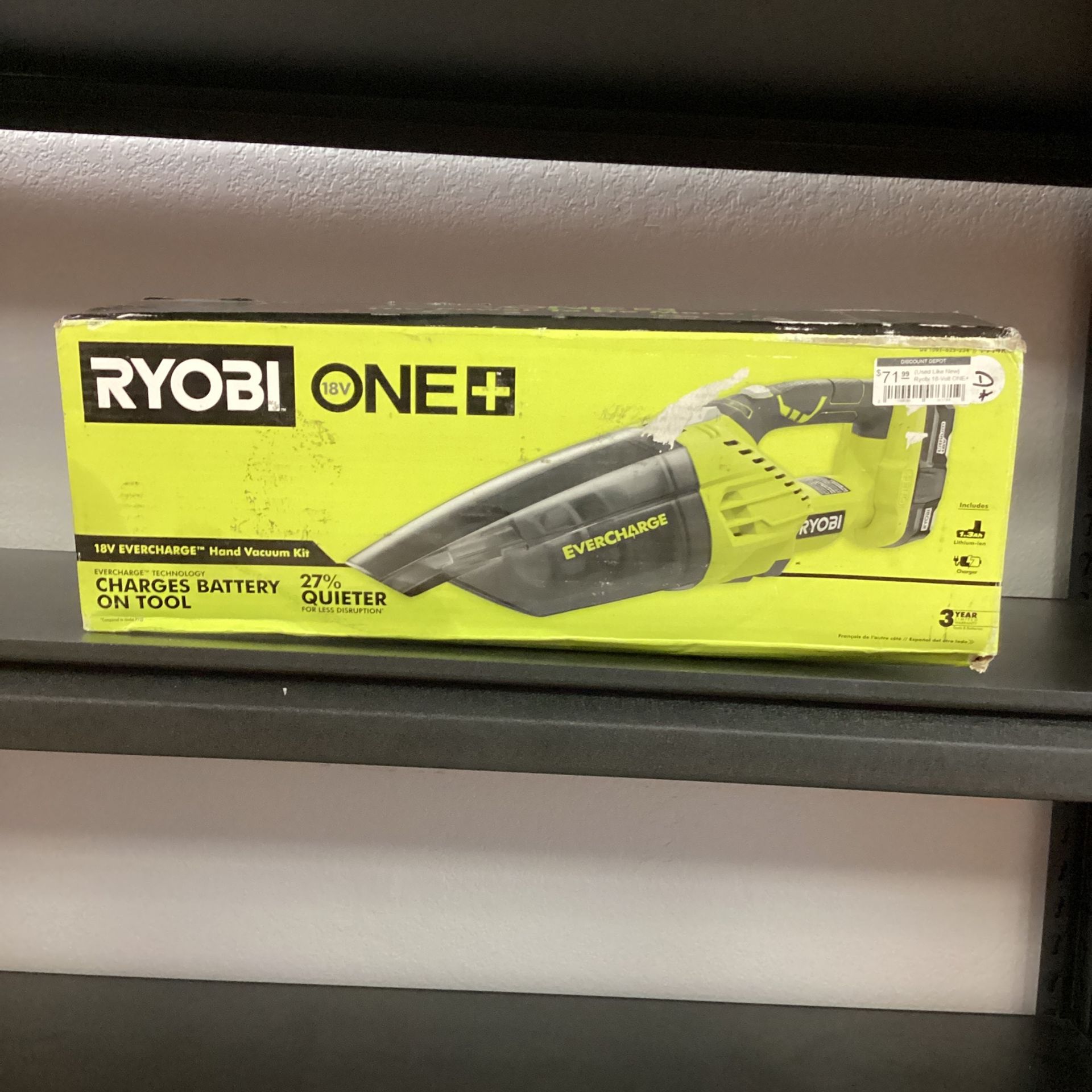 Ryobi 18Volt ONE+ LithiumIon Cordless EVERCHARGE Hand Vacuum Kit with