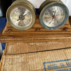 Brass Clock  and Barometer