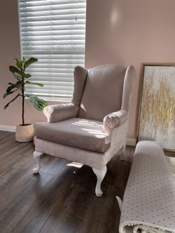 Pink Velvet Wingback Chairs