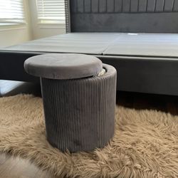 Velvet Storage Ottoman - dark Gray