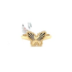 14kt Gold Butterfly Ring With Beaded Edge Size 8 2.20grams 168815 3