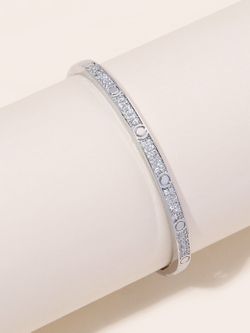 Cubic Zirconia Stainless Steel Bangle