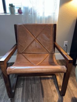 Leather Chair with Wood Frame