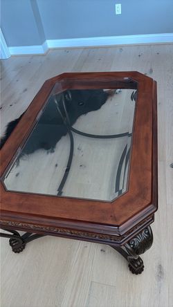 Wood and Glass Coffee Table