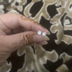 Real Silver Zircon Diamond Small Stud Earrings 