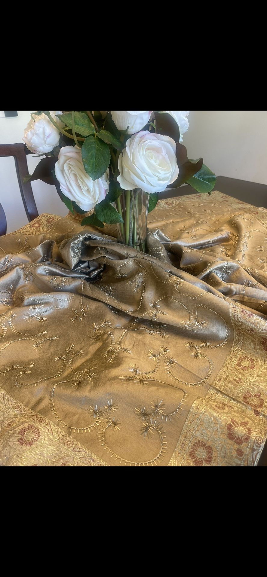 89” ( length) 43”( width) beautiful hand made traditional, Persian decorative termeh pattern table cloth from Persia ( Creamy color)