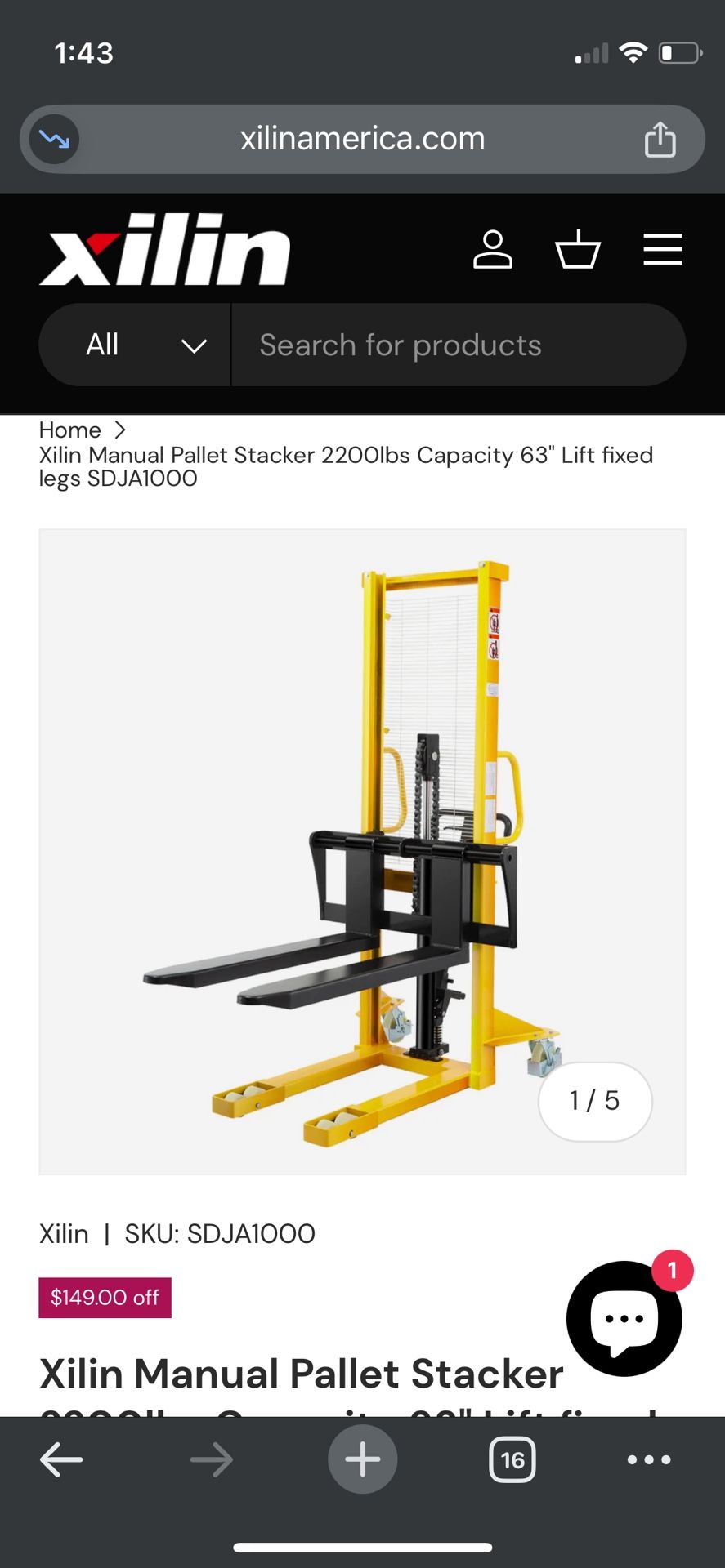 Big Joe 2200 Lbs Pallet Lift