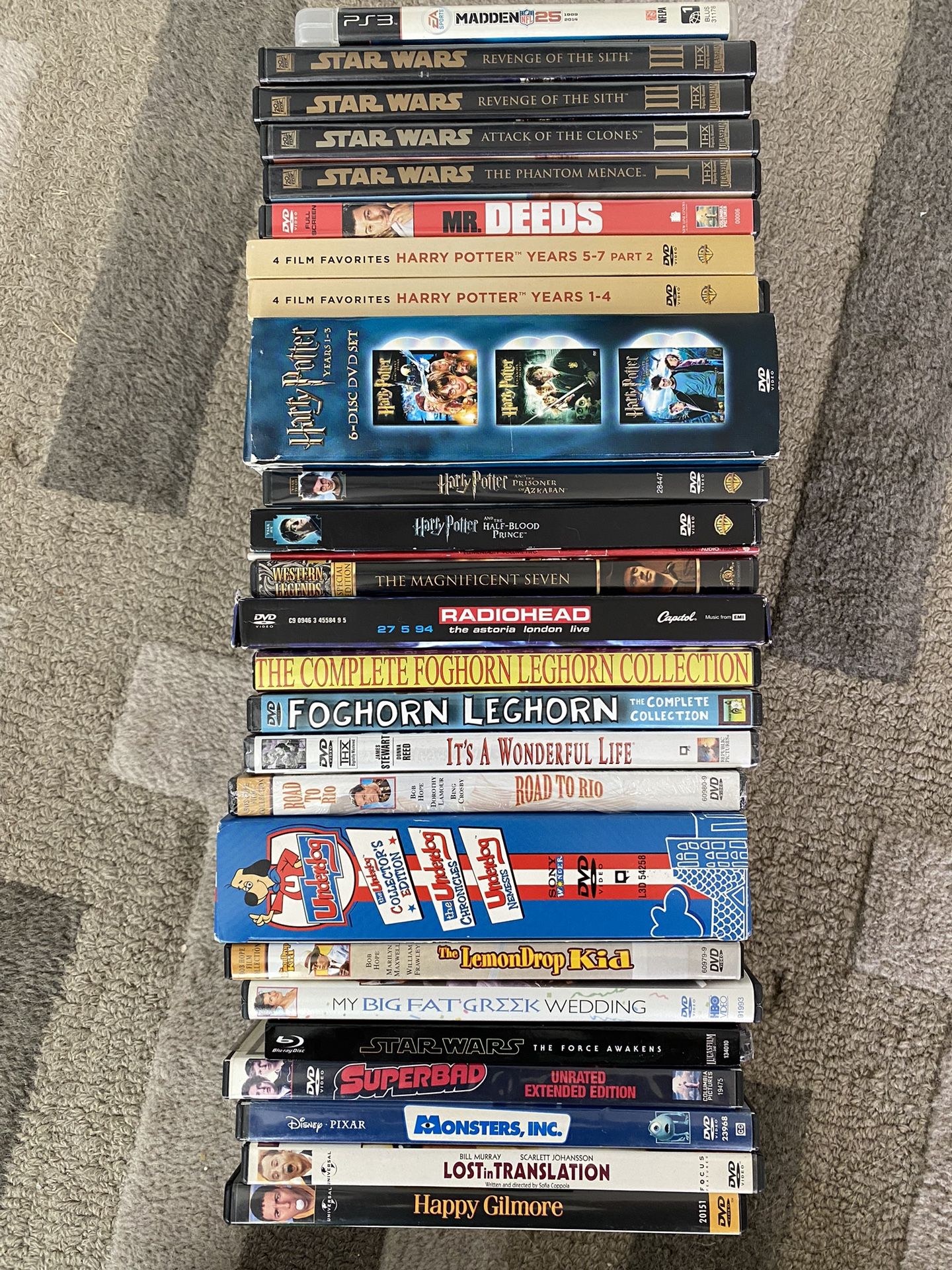 DVD lot with Star Wars, Harry Potter, Super Bad, Happy Gilmore, Radiohead, Collection, and more!