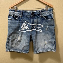 Men’s Size 36 BBC Billionaire Boys Club Run Dog Ice Cream Distressed Jean Shorts