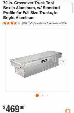 72 in. Crossover Truck Tool Box in Aluminum, w/ Standard Profile for Full Size Trucks, in Bright Aluminum