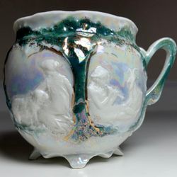 Beautiful Antique Teacup, Raised Design, Paneled Design, Tree Of Life, Peaceful Shepherds