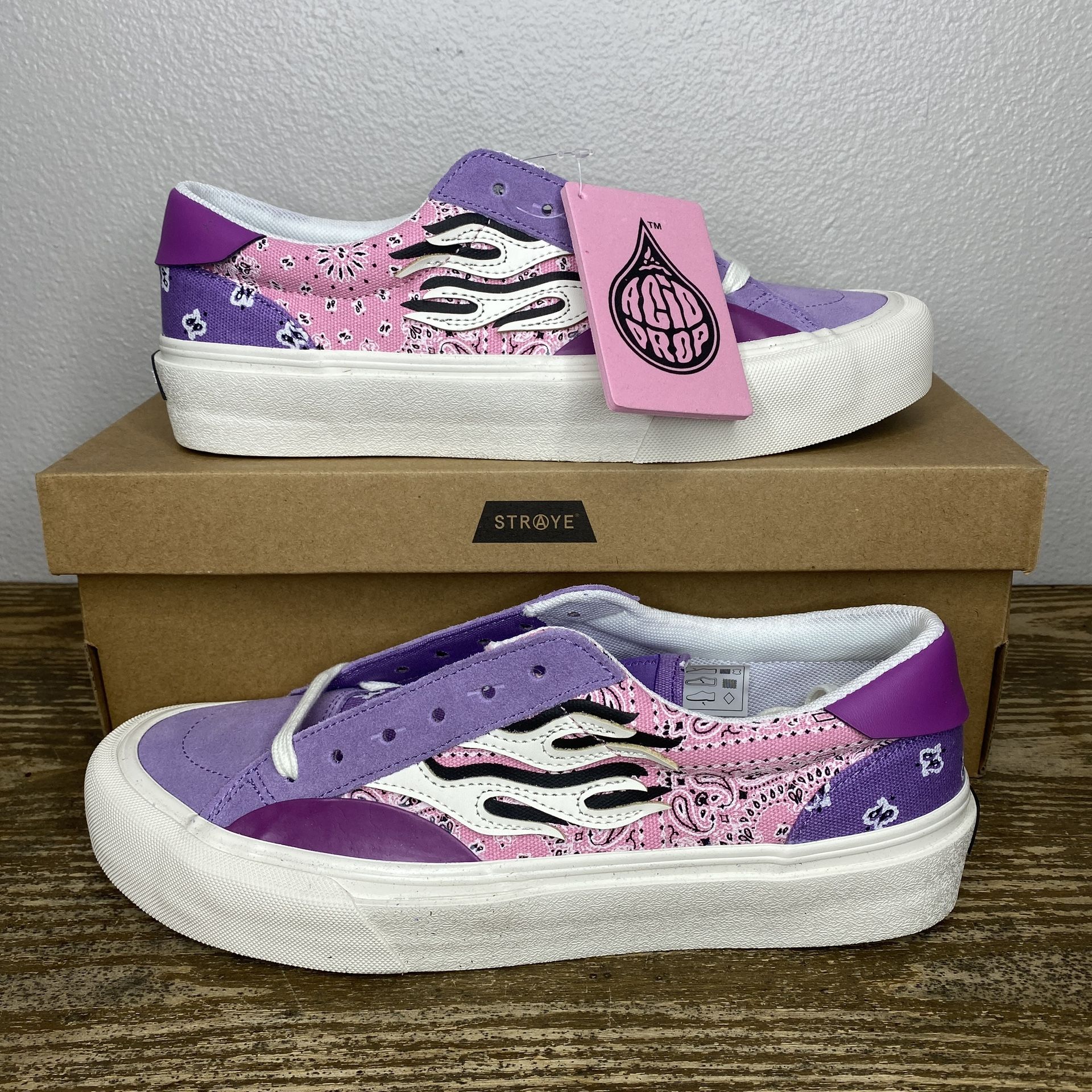NEW Mens Straye Logan Skateboarding Shoes Mixed Rags Paisley Size 9