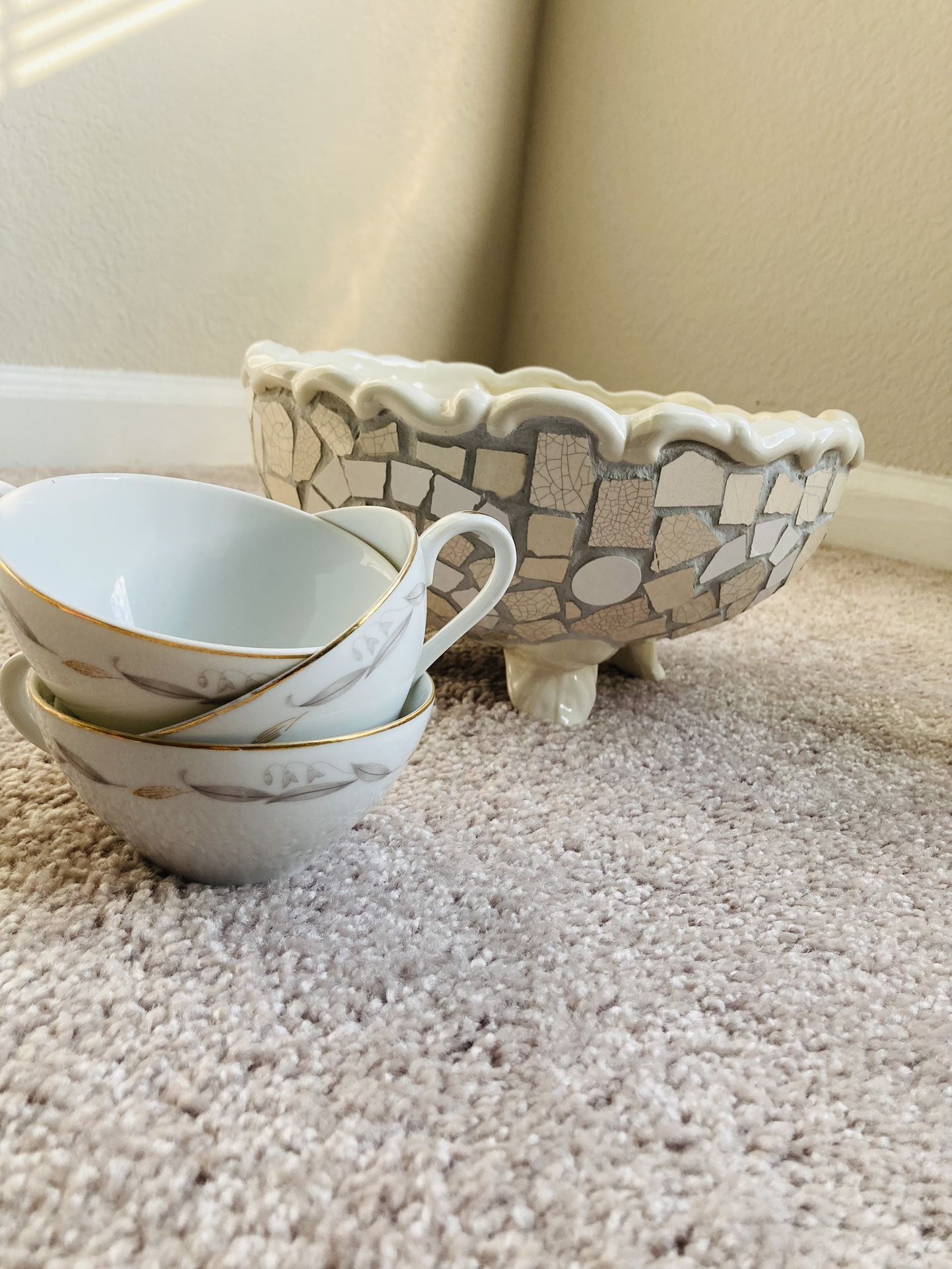Tea Cups and Flower Pot