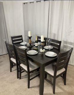 Dark Espresso Dining Table & 6 Chairs - Ashley Furniture
