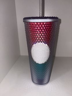 Brand new Starbucks 24oz Tumbler Cup With Straw 2020 Rainbow Pride Studded Bling