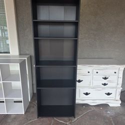 5 Available - Black 5-Shelf Bookcase – Adjustable Shelves