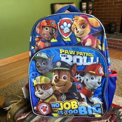 Brand New Paw Patrol 16” 2 Pocket School Back Pack 