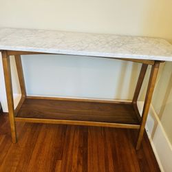West Elm Marble And Wood Side Console Table