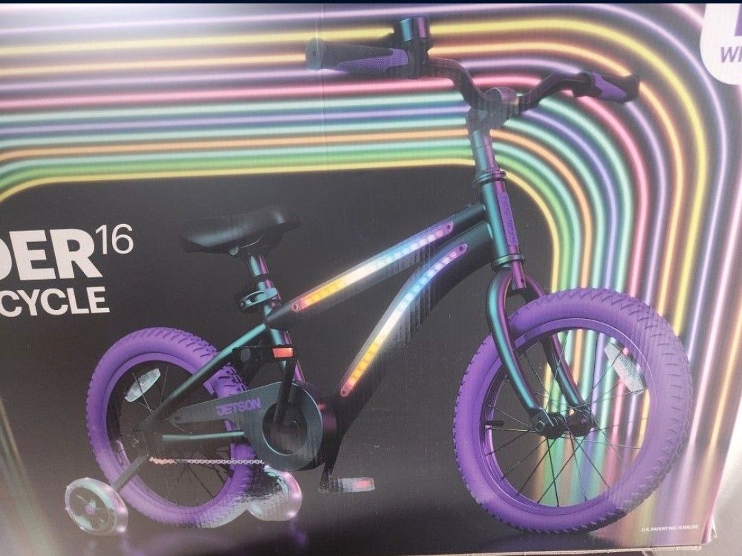JETSON 16" Kids Bike With LED Lights BLACK/PURPLE