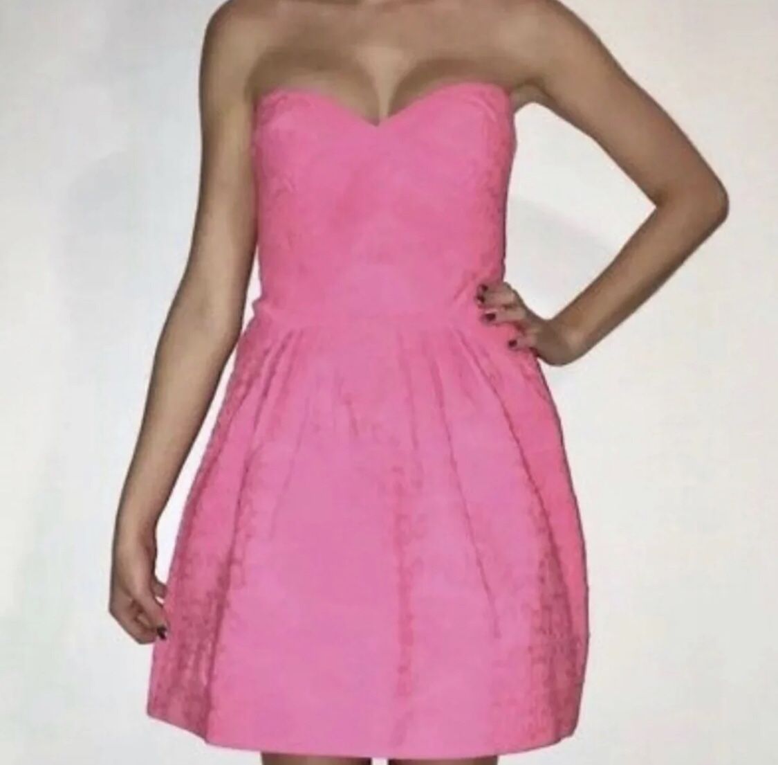 Wow Couture Pink Strapless Prom Cocktail Easter Evening Dress Size Small