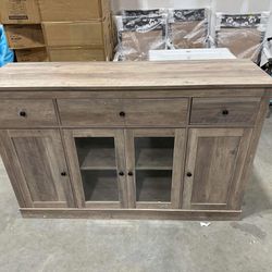 Sideboard Buffet Cabinet with Storage, 55" Large Kitchen Buffet Storage Cabinet with Drawers | Glass Doors(small damage)