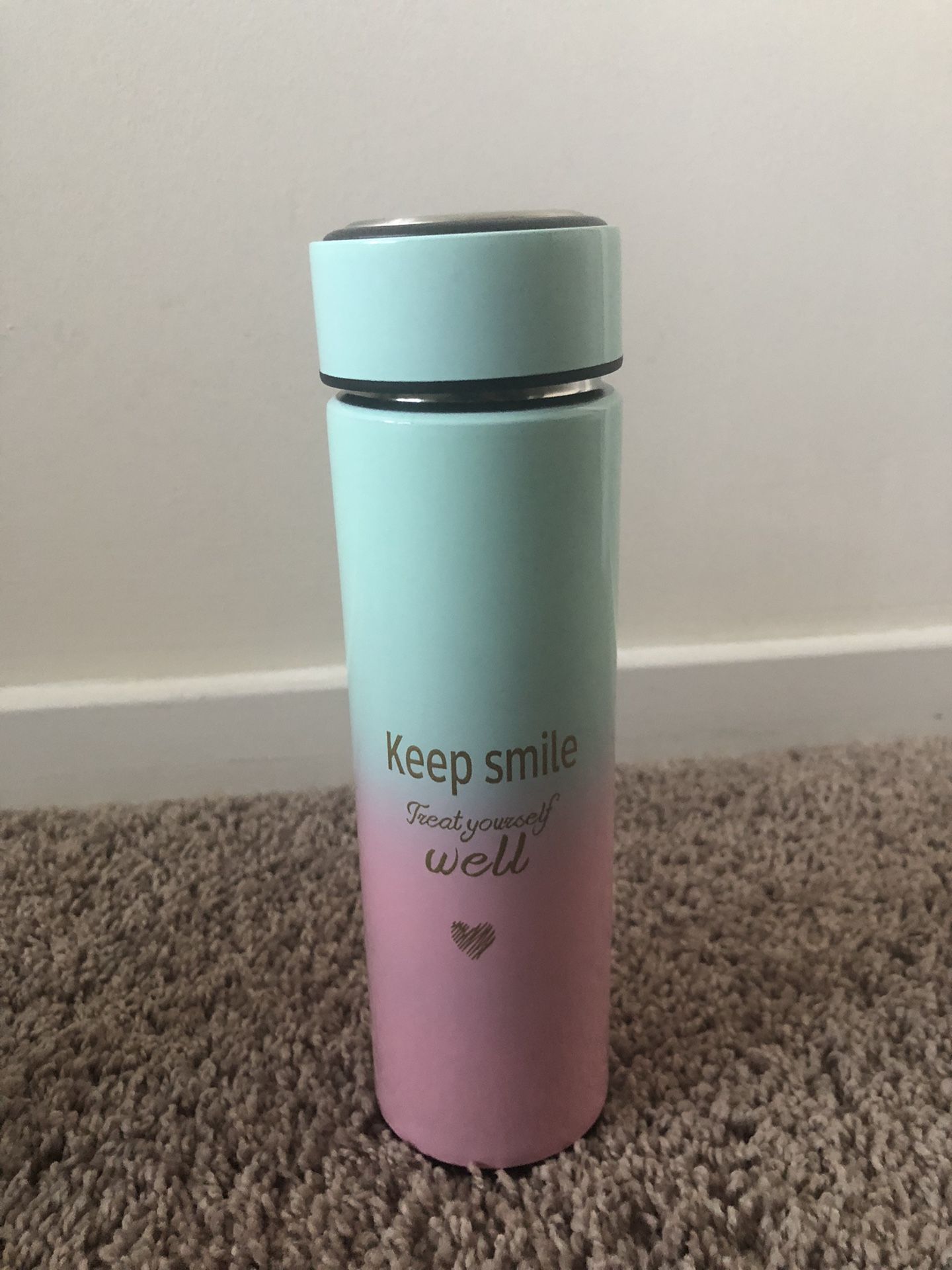Water Bottle Insulated Water Bottle Coffee Bottle Travel Coffee Mug Flasks For Hot And And Cold Drinks 16.9 Oz 500ml Gradient Pink