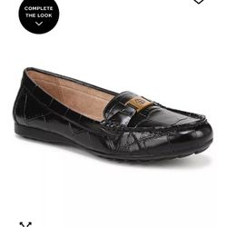 Slip On Loafers Black Croco Size 7