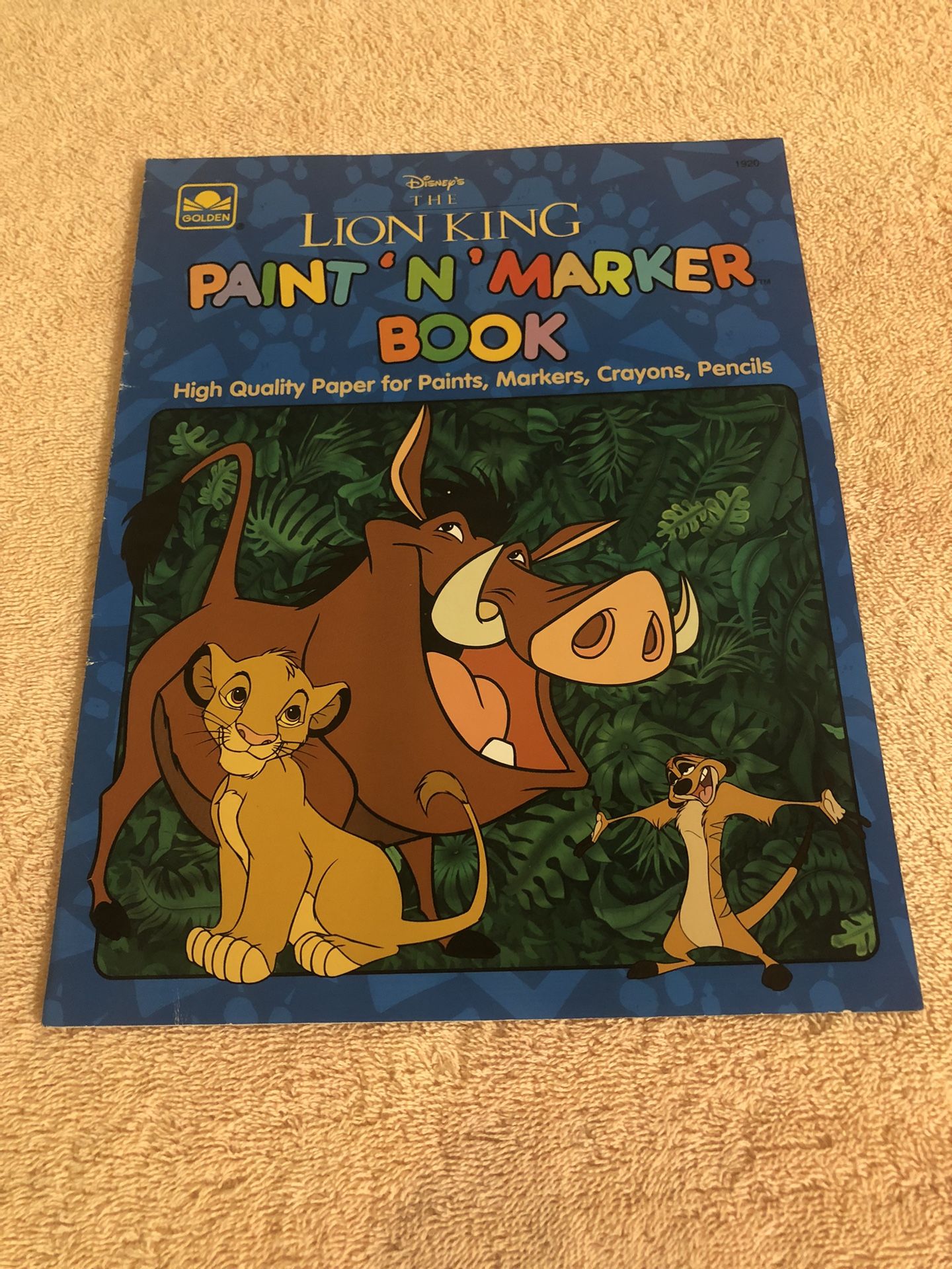 1994 Golden Disney’s The Lion King Paint N’ Marker Book #1920 Unused