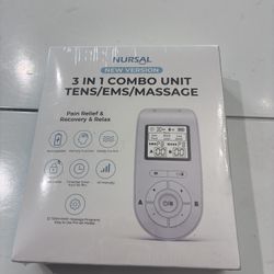 NURSAL 3-In-1 TENS Unit Muscle Stimulator Machine, Dual Channel Electronic Pulse