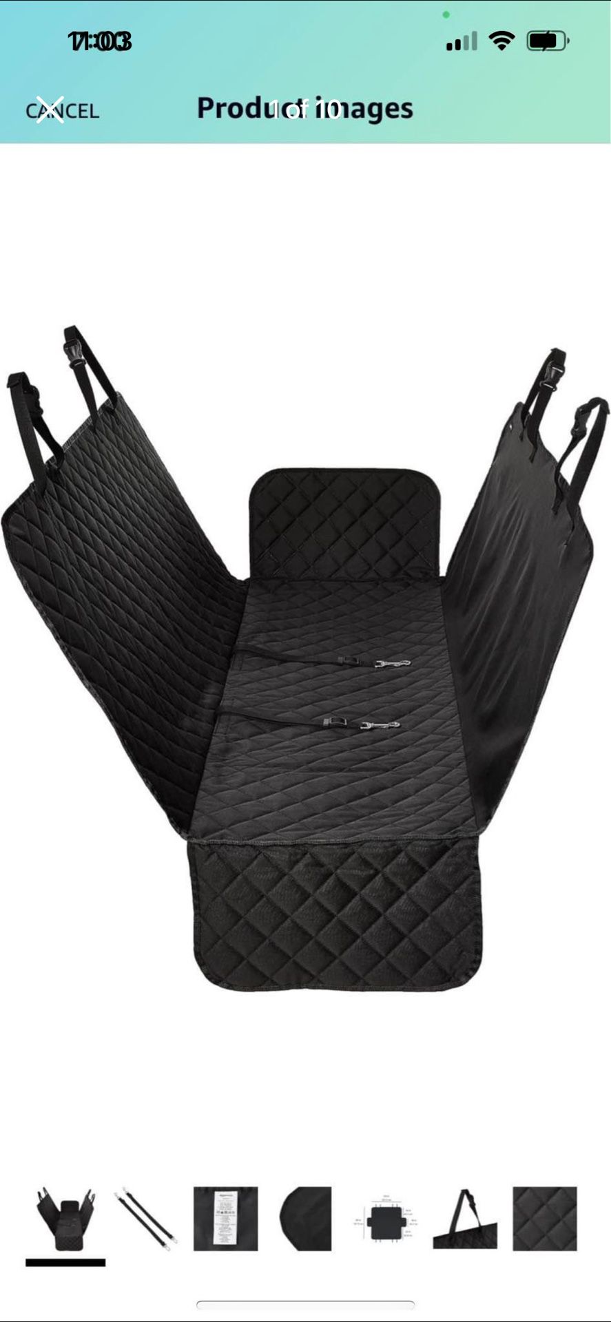 Quilted Water Resistant Hammock Car Backseat Cover (58” X 54”)