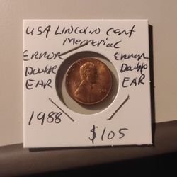 Error 1988 Lincoln Memorial Cent Double Ear