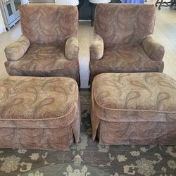 Two Chairs With Ottomans 