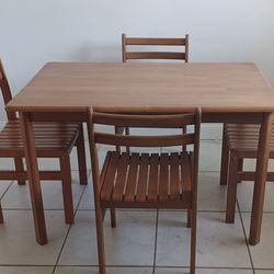 5 Piece Solid Wood Dining Table Set
