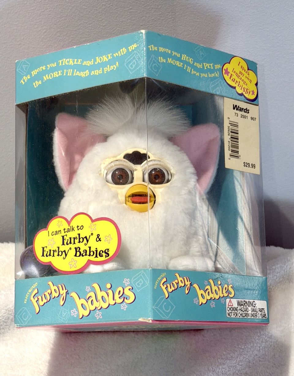Furby Babies- White with Brown Eyes-1999 Vintage-New in sealed Box. Model 70-940.