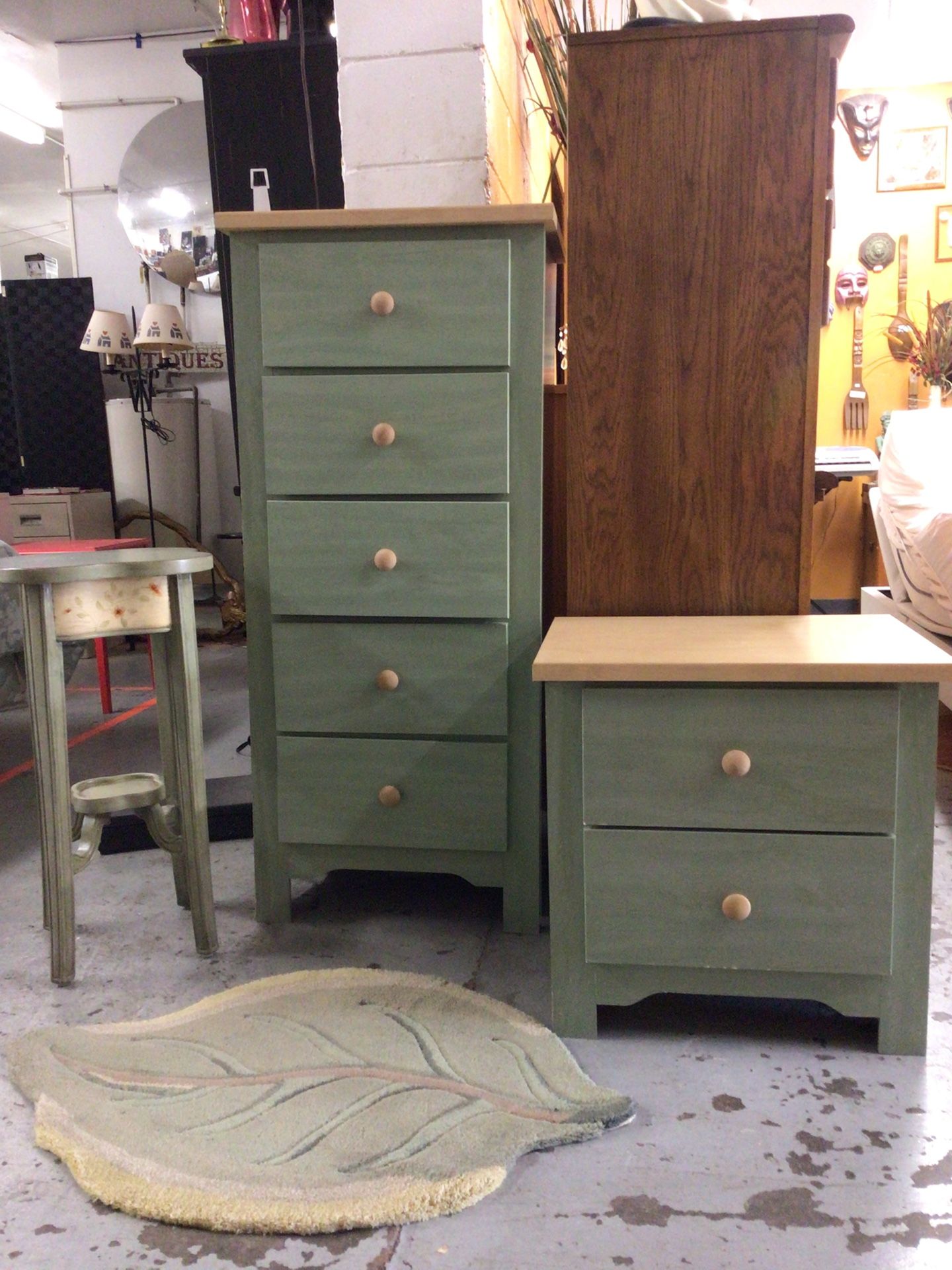 Four Piece Bedroom Green Set For Sale
