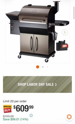 Shop Z GRILLS 1056 sq. in. Pellet Grill and Smoker in Bronze with Storage Cabinet, Includes Cover