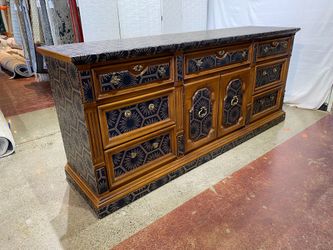 THOMASVILLE Black Two-Tone 9-Drawer Dresser with Starburst Geometric Wrap
