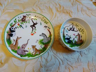 Vintage Lynn Chase"Jungle Party" Porcelain Plate & Bowl Set (1988)