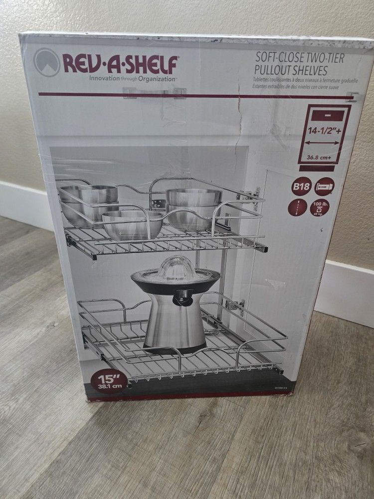 Rev-A-Shelf
Chrome Kitchen Cabinet Pull Out Shelf Organizer, 15 x 22
