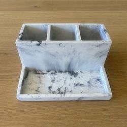 BINO Marble-Look Three-Compartment Desk Organizer