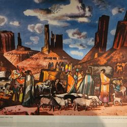 AI Mode
All
Products
Visual matches
About this image
AI Overview



+3
The image displays a print of a painting titled "Navajo Encampment, Monument Va