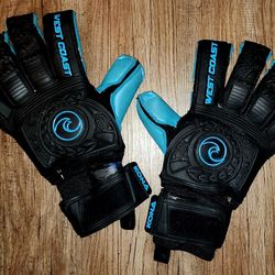 West Coast KONA Blackout Cyan Edition Goalkeeper Gloves Pre Owned