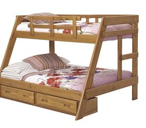 Twin full real wood bunked