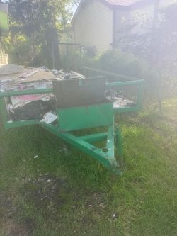 12’ x 6’ 1/2 Green Utility Trailer with Ramp and Storage Box