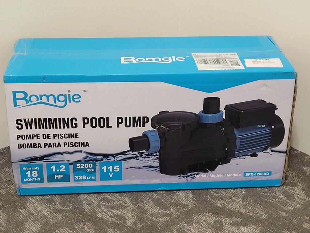 Bomgie Ground Pool Pump . Model SPX-1206AD . 1.2 Hp . New .
